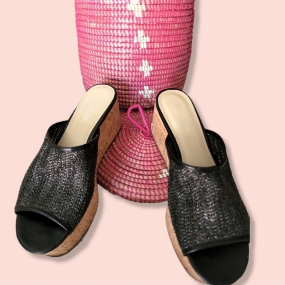 CHARLES DAVID BLACK SANDALS 91/2